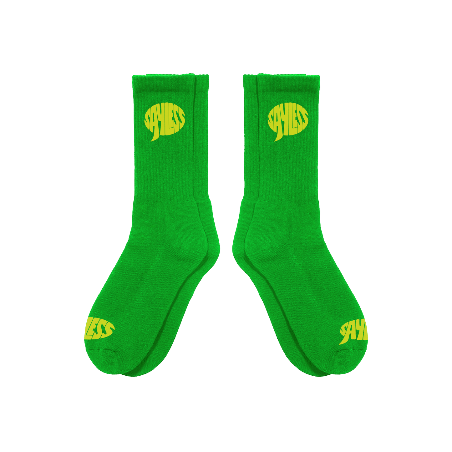 SAYLESS LOGO CREW SOCKS (GREEN/YLLW)
