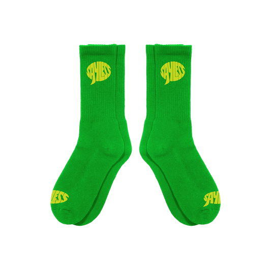 SAYLESS LOGO CREW SOCKS (GREEN/YLLW)